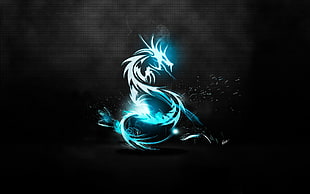 blue dragon digital wallpaper, CGI, blue