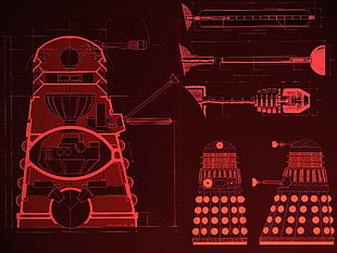 black and red computer tower, Doctor Who, Daleks