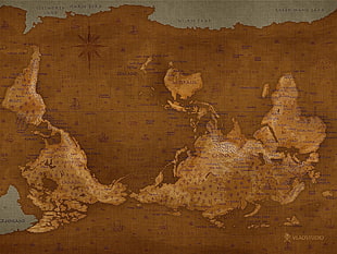 brown and gray map artwork, map HD wallpaper