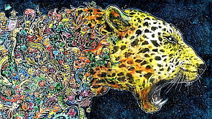 Leopard painting, Cheetah, Tiger, Digital paint