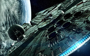 black and gray car engine bay, Star Wars, Millennium Falcon HD wallpaper