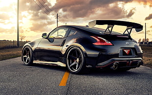 black and white convertible coupe, Nissan 370Z, car, vehicle, black cars