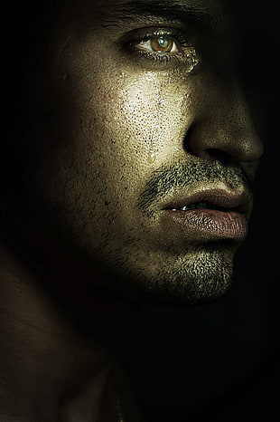 man's face closeup photo HD wallpaper