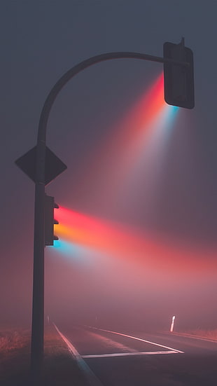black steel road post, street, street light HD wallpaper