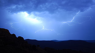 thunder clouds, photography, landscape, storm, lightning HD wallpaper