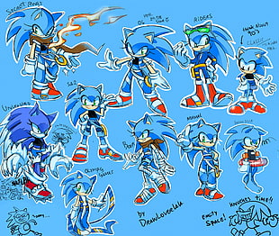 blue and red Mickey Mouse print textile, Sonic, Sonic the Hedgehog, genderswap, Sonic Unleashed