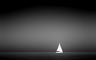 sailboat grayscale photo, monochrome, sky, sea, boat