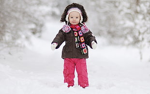 portrait of a girl in a snowy field HD wallpaper