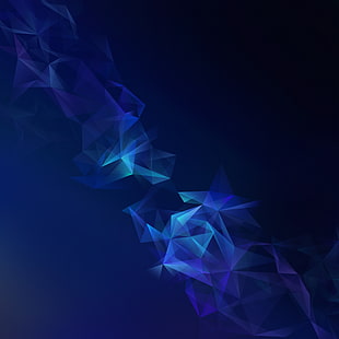 blue stars illustration, Samsung Galaxy S9, Blue, Low poly HD wallpaper