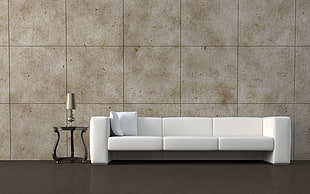 photography of white 3-seat sofa