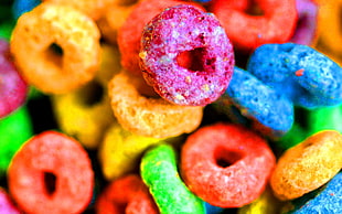 assorted-color doughnut lot, macro, food, sweets, candies