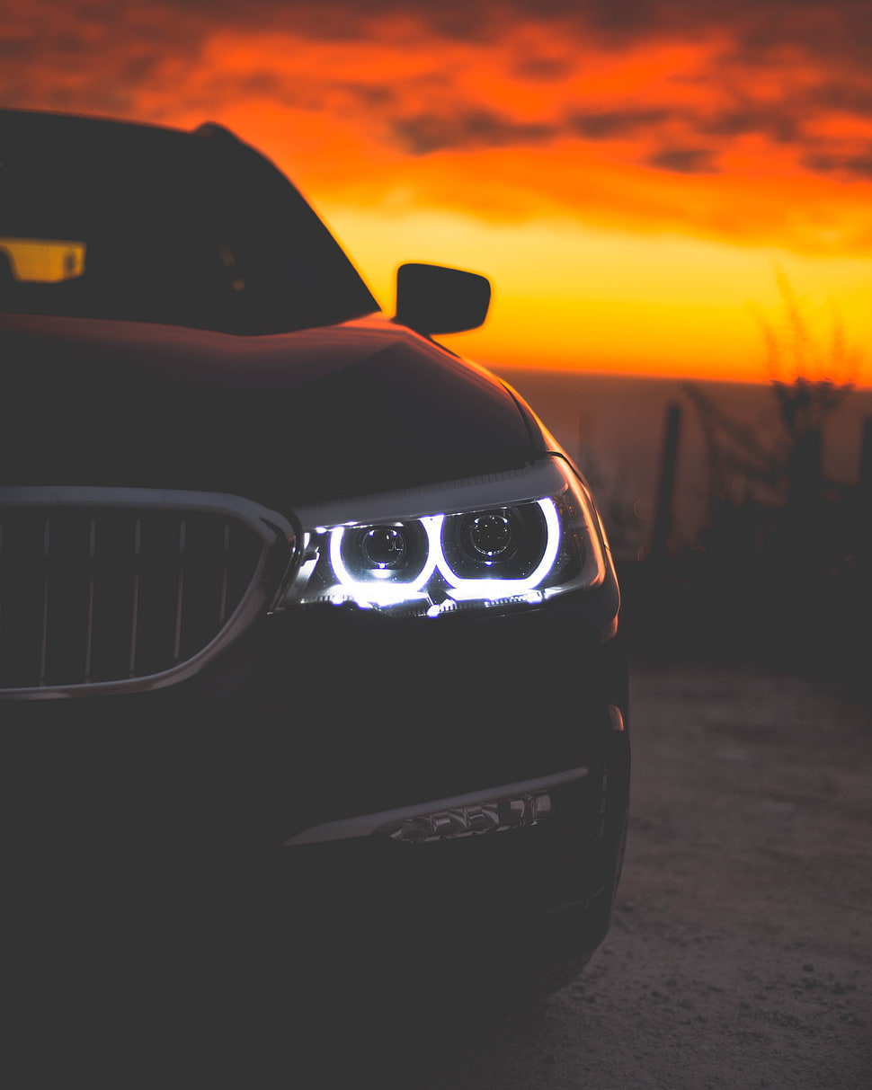 black car headlight HD wallpaper