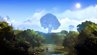 video game wallpaper, Ori and the Blind Forest, forest, trees, spirits HD wallpaper