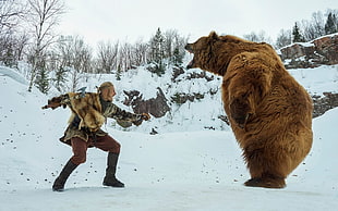 grizzly bear, animals, Vikings (TV series), axes, bears HD wallpaper