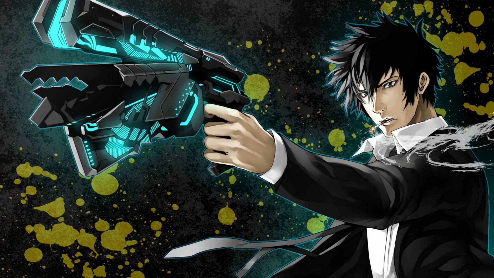 man holding gun illustration, Psycho-Pass, Shinya Kogami, anime, anime boys