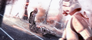 Star Wars illustration, Star Wars, battle HD wallpaper