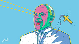 Pope portrait, pope, cross, drawing, religion HD wallpaper
