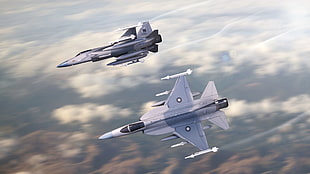 two gray fighter planes