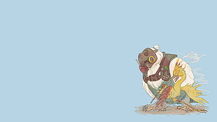animated animals illustration, Overwatch, birds, Roadhog (Overwatch), Junkrat (Overwatch) HD wallpaper