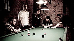 group of men playing billiard HD wallpaper