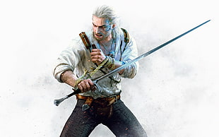 male game character illustration, video games, The Witcher 3: Wild Hunt, Geralt of Rivia HD wallpaper