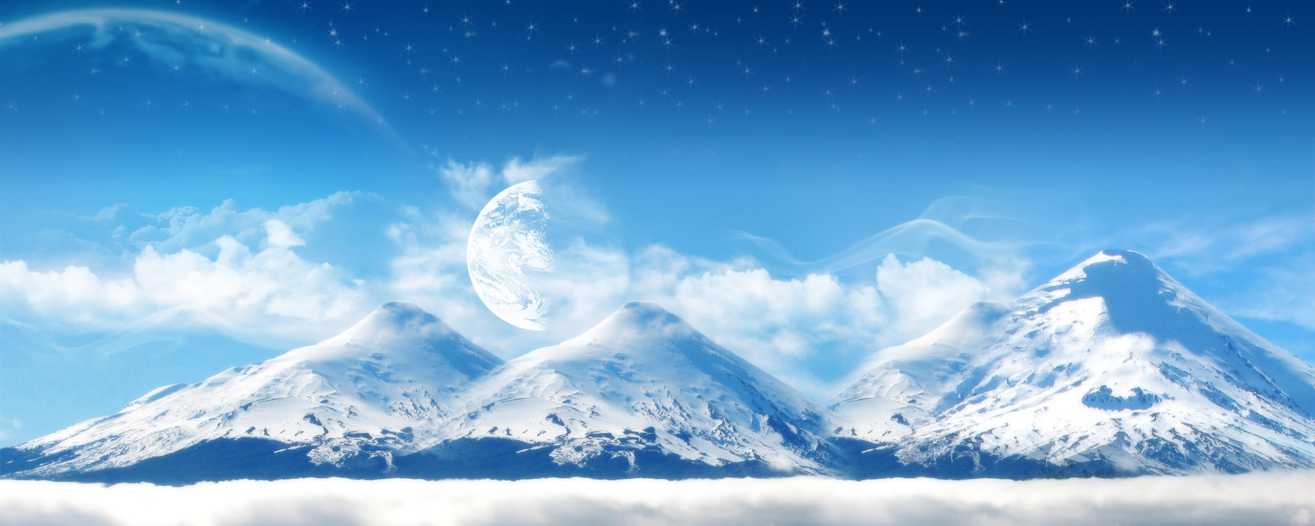 landscape photo of alps, landscape, digital art, space art, mountains