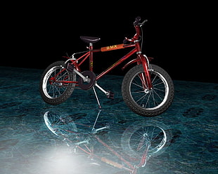 red BMX bike on top of blue surface illustration HD wallpaper