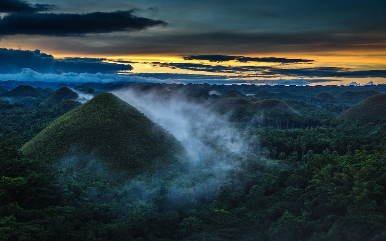 brown mountains, nature, landscape, forest, hills