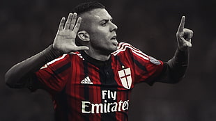 soccer player selective photo, AC Milan, sports, soccer, selective coloring HD wallpaper