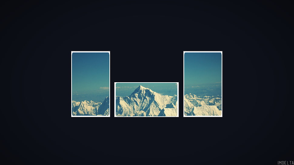 snowcapped mountain 3-panel collage photo HD wallpaper