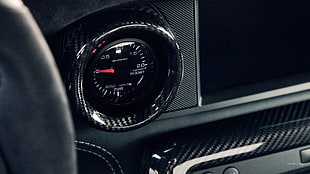 round black analog watch with black leather strap, Mercedes SLS, car interior, Mercedes Benz, car