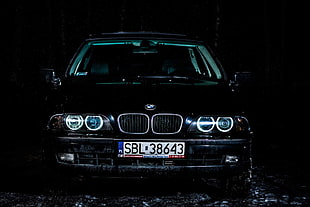 black Mercedes-Benz car scale model, BMW, E 39, 530d, BMW M5 E39