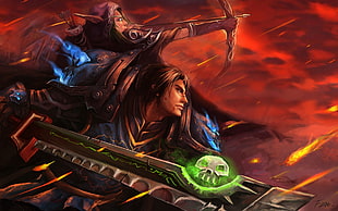 man holding gray sword poster, World of Warcraft, Ashbringer, corrupted ashbringer, video games