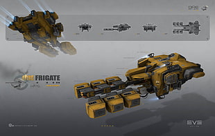 yellow Ore Frigate wallpaper, EVE Online, spaceship