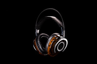 black and brown headphones