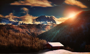 sunlight through mountains HD wallpaper