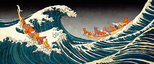 The Great Wave of Kanagawa by Hokusai painting, Isle of Dogs, waves, The Great Wave off Kanagawa HD wallpaper
