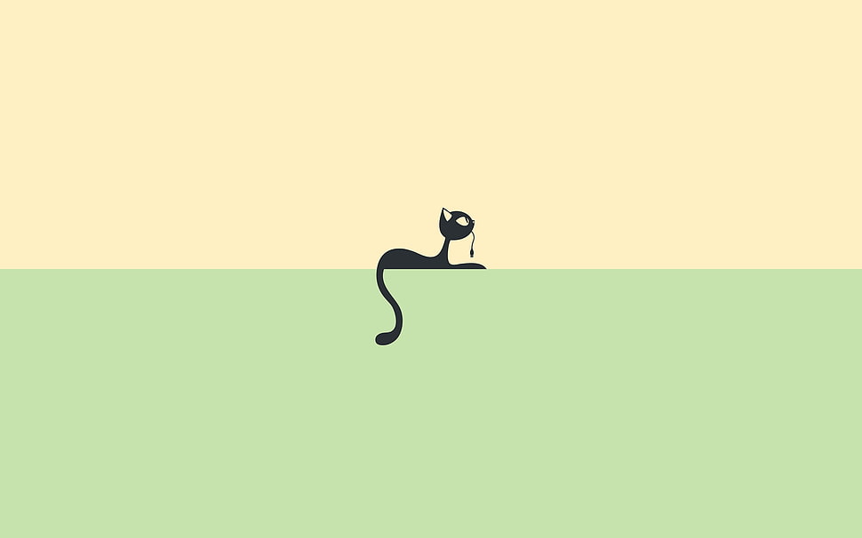 black cat at the middle illustration HD wallpaper
