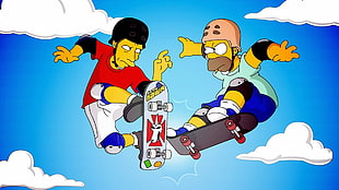 The Simpsons illustration, The Simpsons, Homer Simpson, cartoon, skateboarding