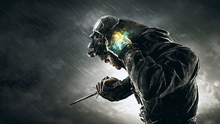 man with skull mask illustration, video games, Dishonored