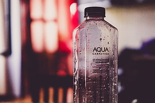 clear plastic bottle, Bottle, Water, Drops HD wallpaper