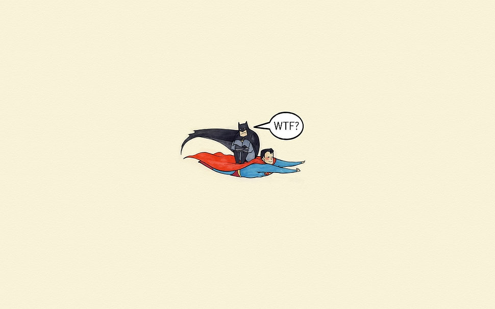 Batman riding on Superman illustration HD wallpaper