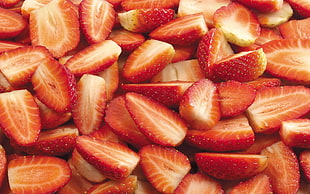 sliced strawberry fruits HD wallpaper