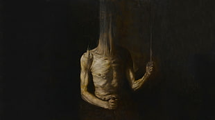 monster illustration, shirtless, painting, Gothic, Nicola Samori