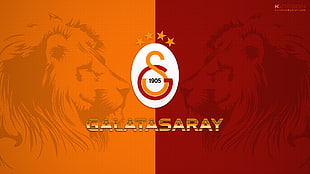 red and brown Galatasaray logo, Galatasaray S.K., lion, soccer, soccer clubs