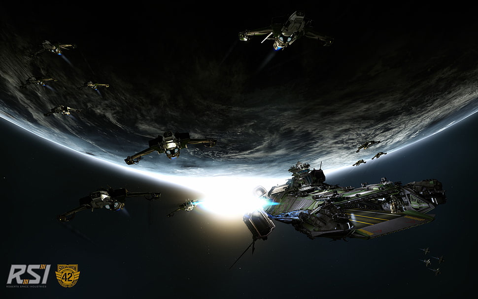 Satellite illustration, Star Citizen, space, spaceship, video games HD wallpaper