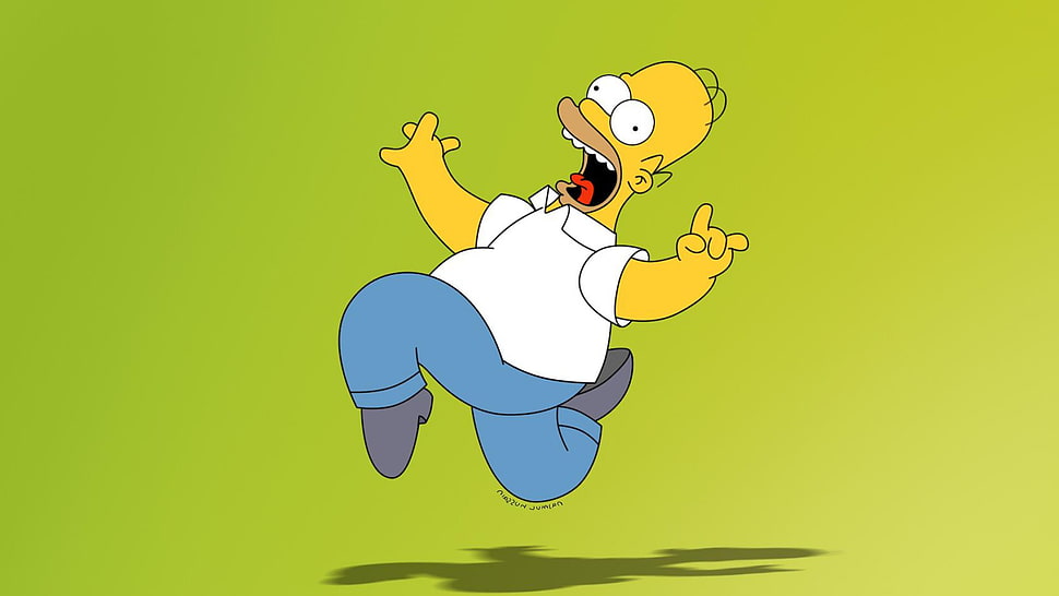 Homer Simpson digital wallpaper, The Simpsons, Homer Simpson, green background, simple background HD wallpaper