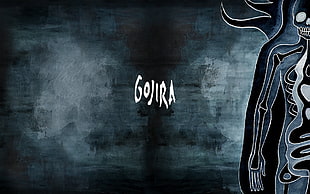 gojira painting, Gojira, heavy metal, skeleton, album covers