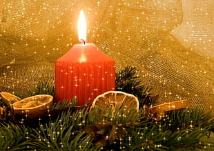 red candle lighted HD wallpaper