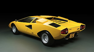 yellow sports coupe, car, Lamborghini, Lamborghini Countach
